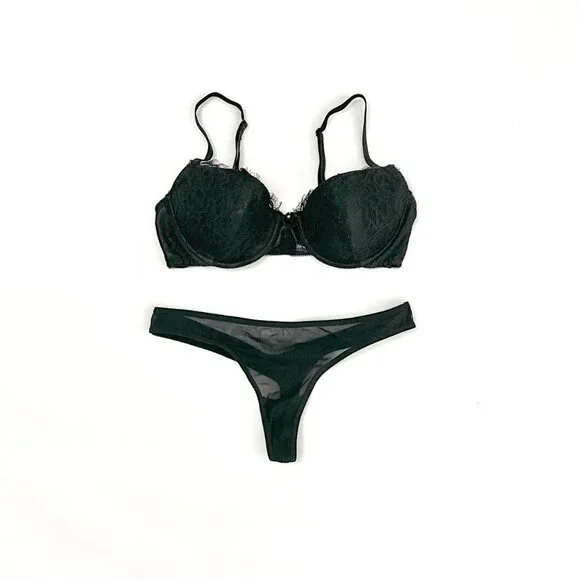 frederick’s | sheer floral lace underwire lined intimate lingerie set | sz 34b - Picture 1 of 7